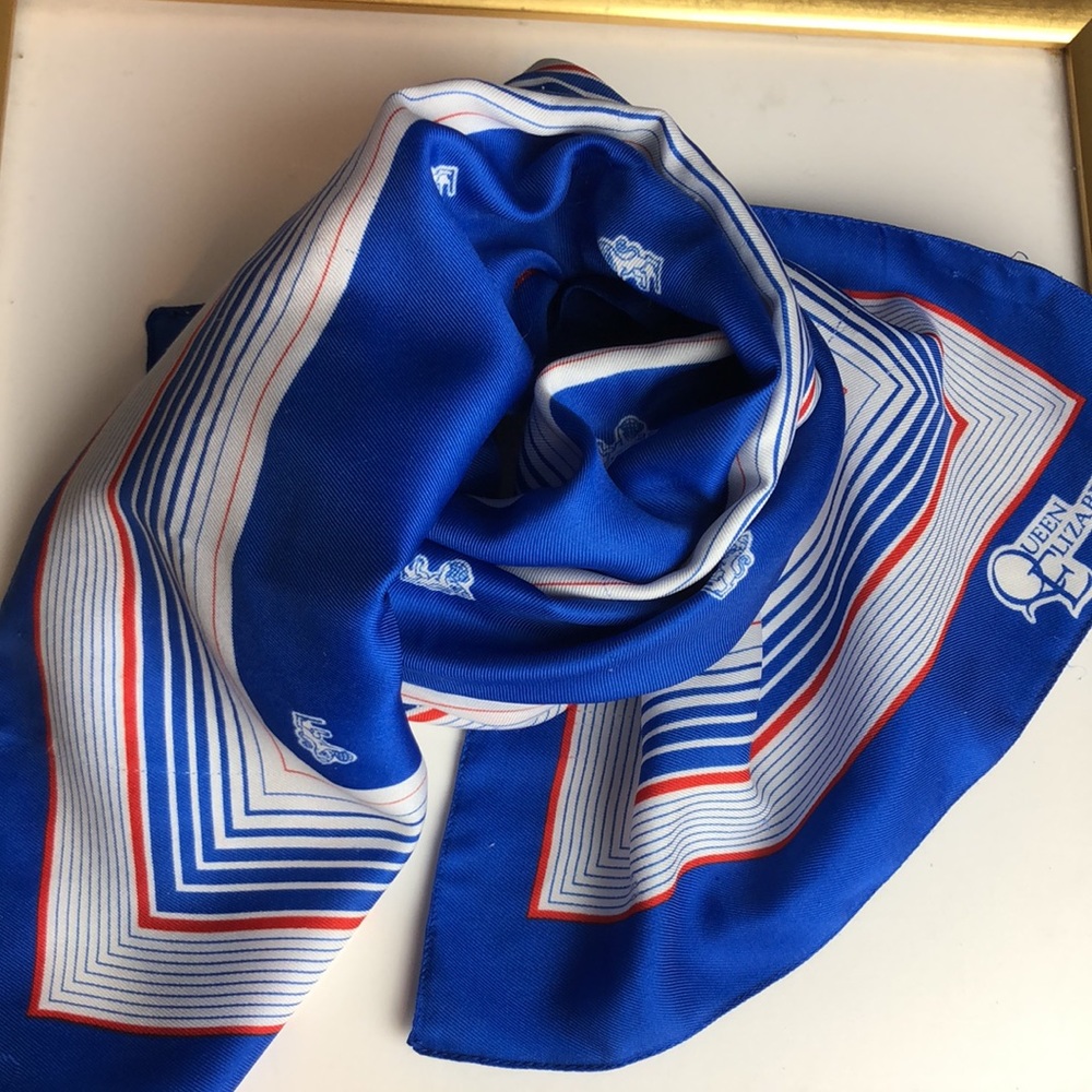 Vintage Queen Elizabeth 2?Cruise Ship Souvenir Rectangle Blue Scarf